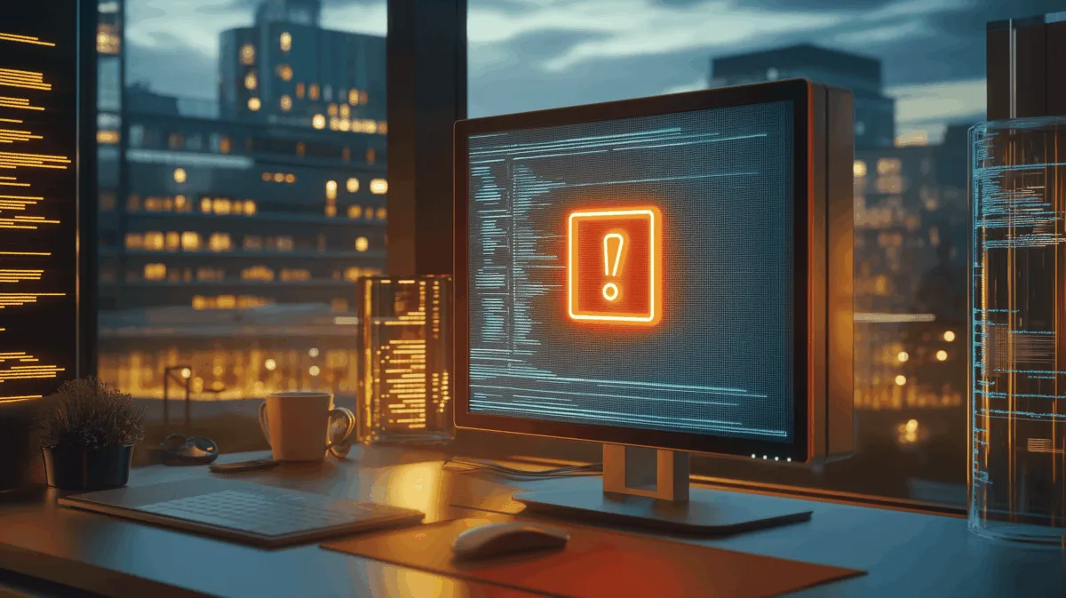 gehackt: computerscherm met een waarschuwingsteken in beeld